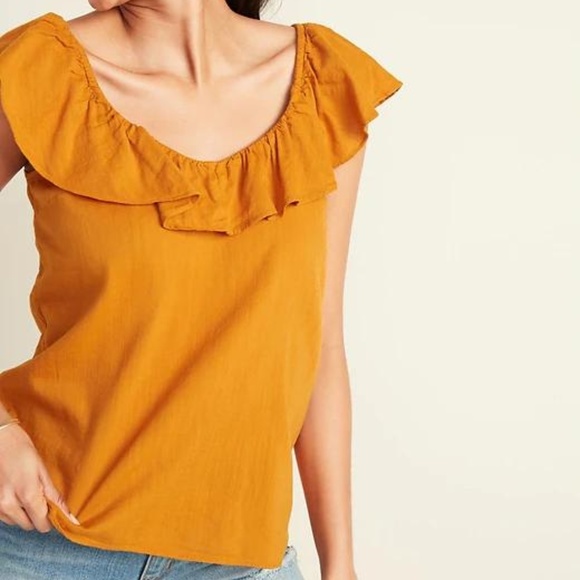 Old Navy Tops - Old Navy Ruffled-Neck Slub-Weave Top for Women New Old Navy Tops - Old Navy Ruffled-Neck Slub-Weave Top for Women New